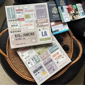 IKEA PJATTERYD Travel Theme World Airport Travel Luggage Tag City 10” x 10” Art